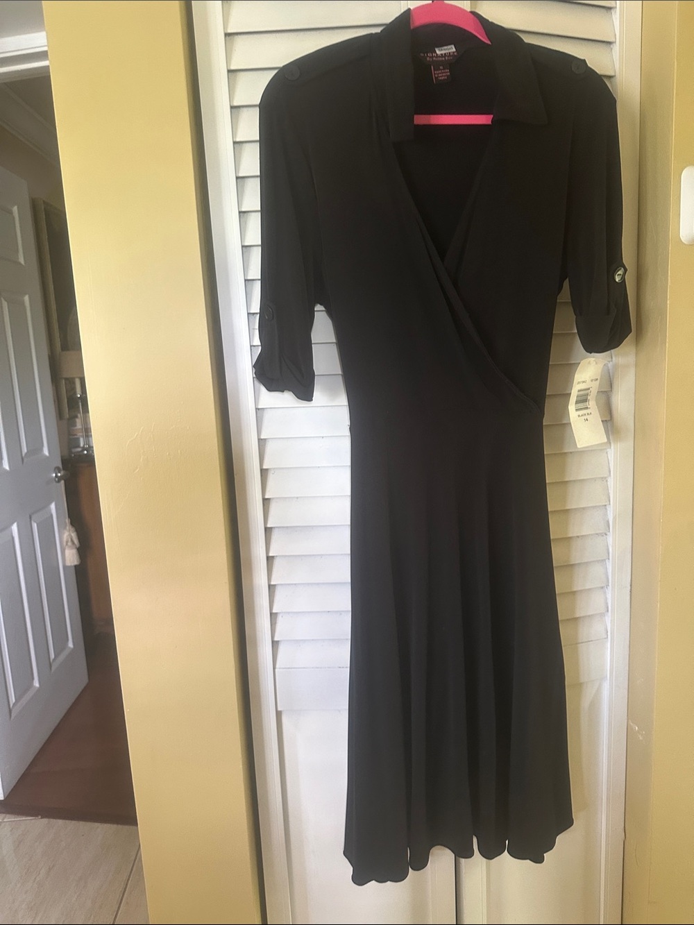 Worthington Black Midi Wrap-Style Dress